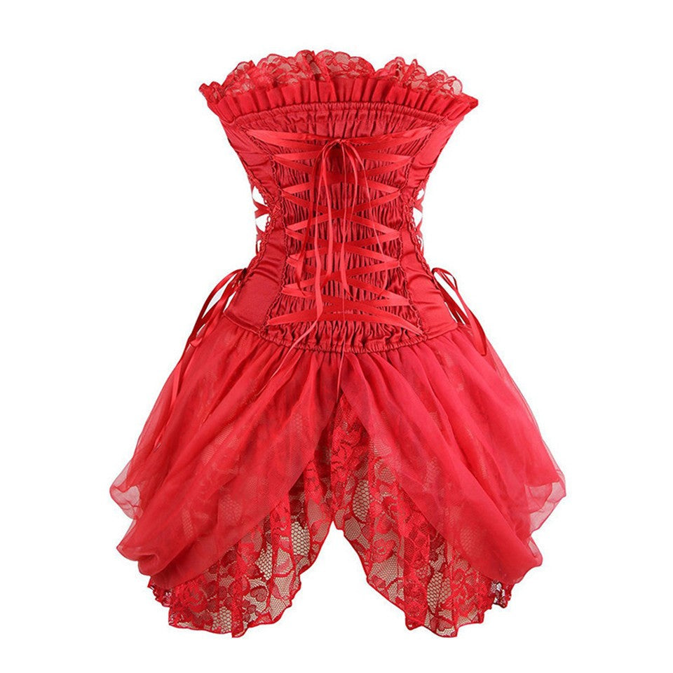 Lace Embroidered Swallowtail Skirt And Belly Shaper